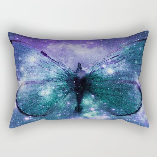 Celestial Butterfly Purple Teal Rectangular Pillow