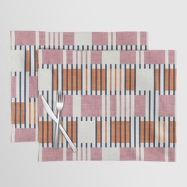 Bold minimalist retro stripes // midnight blue orange and dry rose geometric grid  Placemat