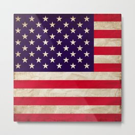 AMERICA USA FLAG OLD WEATHERED VINTAGE FLAG USA COLORS OF USA PRIDE TO BE USA Metal Print | Euopean, Iloveusa, Patrioticusa, Graphicdesign, Usastateflag, Coatofarms, Twohearts, Usapride, Usaroots, Usacolors 