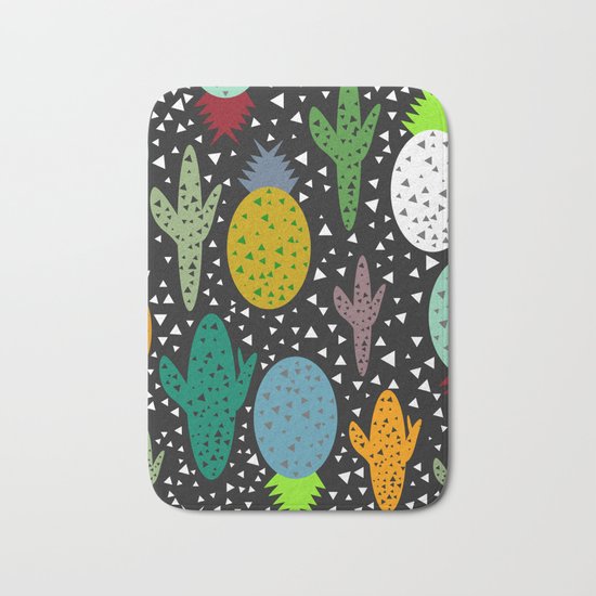 Succulents and pineapples Bath Mat