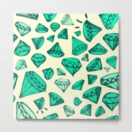 Green Emeralds Metal Print | Watercolor, Expensive, Rock, Emeralds, Wealth, Pop Art, Digital, Illustration, Stencil, Typography 