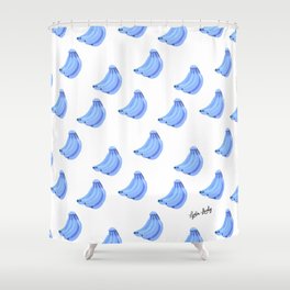 Banana Blue- white/transparent background Shower Curtain