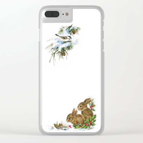 Winter in the forest- Animal Bunny Illustration Clear iPhone Case