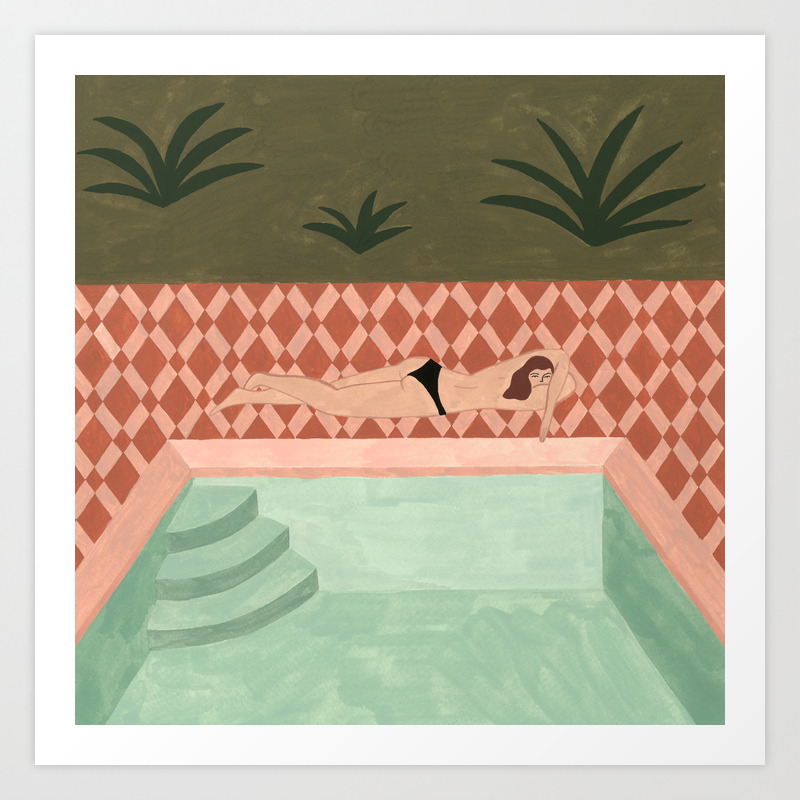 Lido Swimwear Poolside Art Print By Isabelle Feliu Society6