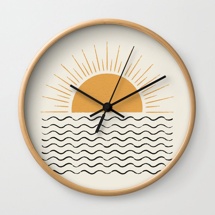Sunrise Ocean -  Mid Century Modern Style Wall Clock