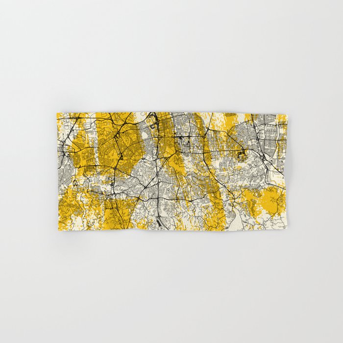 San Juan, USA - City Map Painting - Yellow Hand & Bath Towel