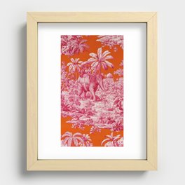 Toile de Jouy - pink and orange Recessed Framed Print