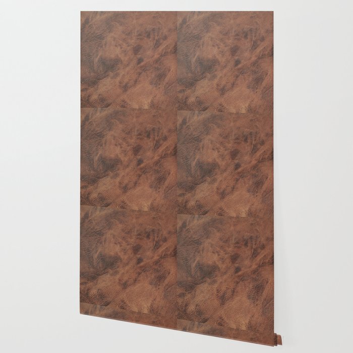 Old Tan Leather Print Texture Cowhide Wallpaper By Koovox Society6