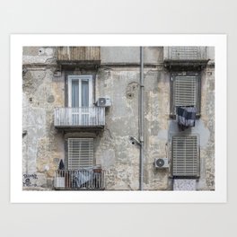 Ancient wall building architecture Italy Naples street | Europe travel photography Art Print