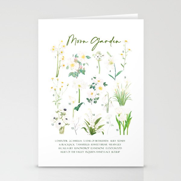 moon garden watercolor  Stationery Cards
