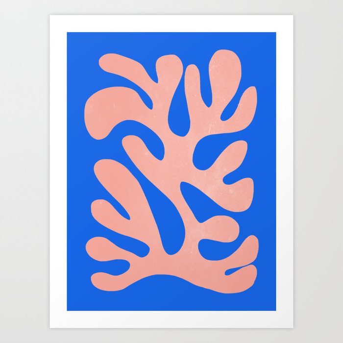 Rose Bud & Azure Blue: Matisse Paper Cutouts 02 Art Print