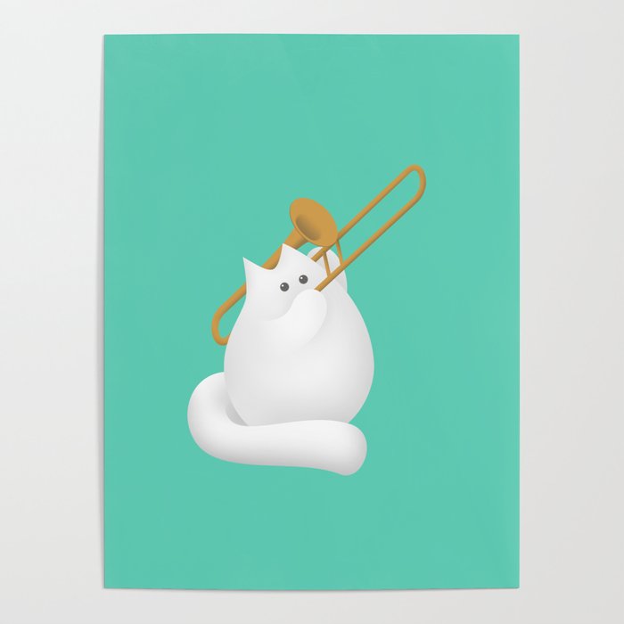 Trombone Cat Poster