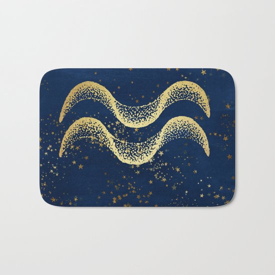 Aquarius Zodiac Sign Bath Mat