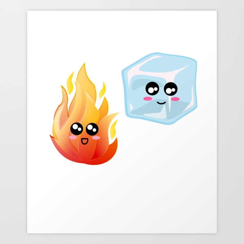 I M Hotter I M Cooler Cute Fire And Ice Pun Art Print By Dogboo Society6