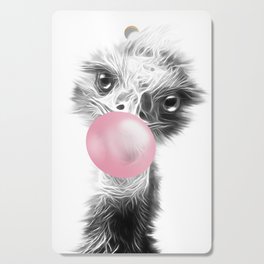 Bubblegum Emu Luminous Art. Funny blow a bubble emu  Cutting Board