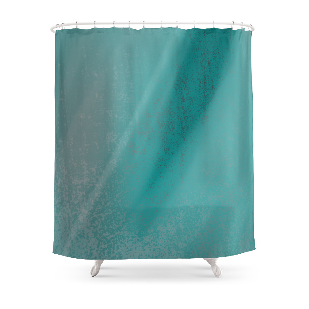 Exhale - Minimal Watercolor Abstract Mint Teal Shower Curtain by anutu