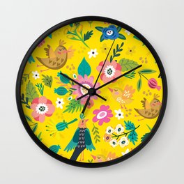 The yellow vision of the little bird Wall Clock