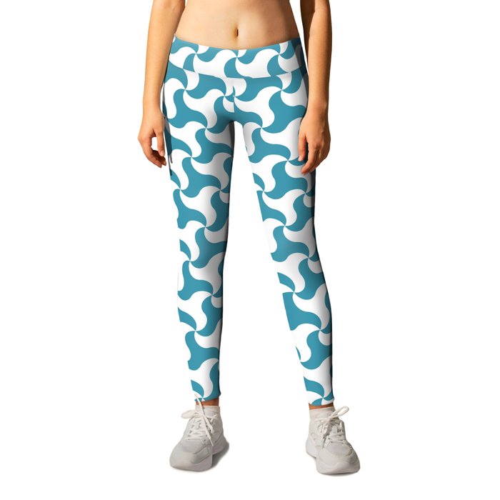 Teal shark tooth pattern for the beach Leggings
