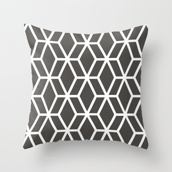 Charcoal Brown and White Tessellation Pattern 16 Pairs 2022 Color of the Year Fired Earth 6011-1 Throw Pillow