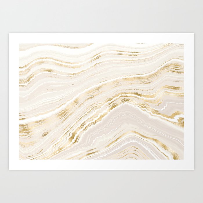 Golden Swirl Marble Geode Art Art Print