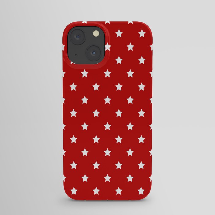 Red Background With White Stars Pattern iPhone Case