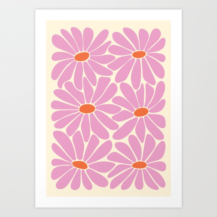 Big Daisy - Groovy Flower - Pink and Orange Art Print