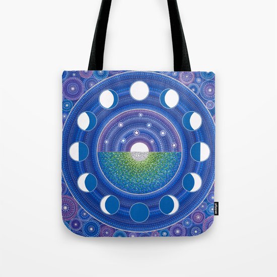 Moon Phase Mandala Tote Bag