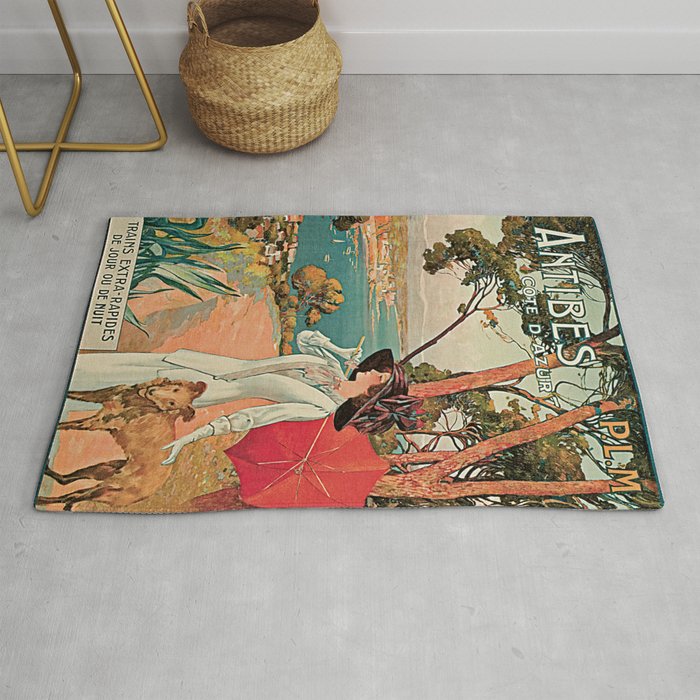Vintage Antibes French Riviera Cote d'Azur ad Rug