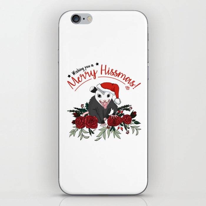 Merry Hissmas - floral christmas themed possum baby iPhone Skin