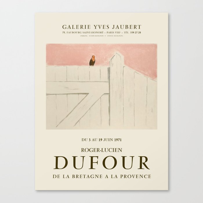 Roger-Lucien Dufour. Exhibition poster for Galerie Yves Jaubert in Paris. 1971 Canvas Print