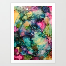 Abstract Painting with Blue Swirls Art Print