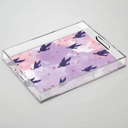 Bird Abstract Animal Lover Purple Print Pattern Acrylic Tray