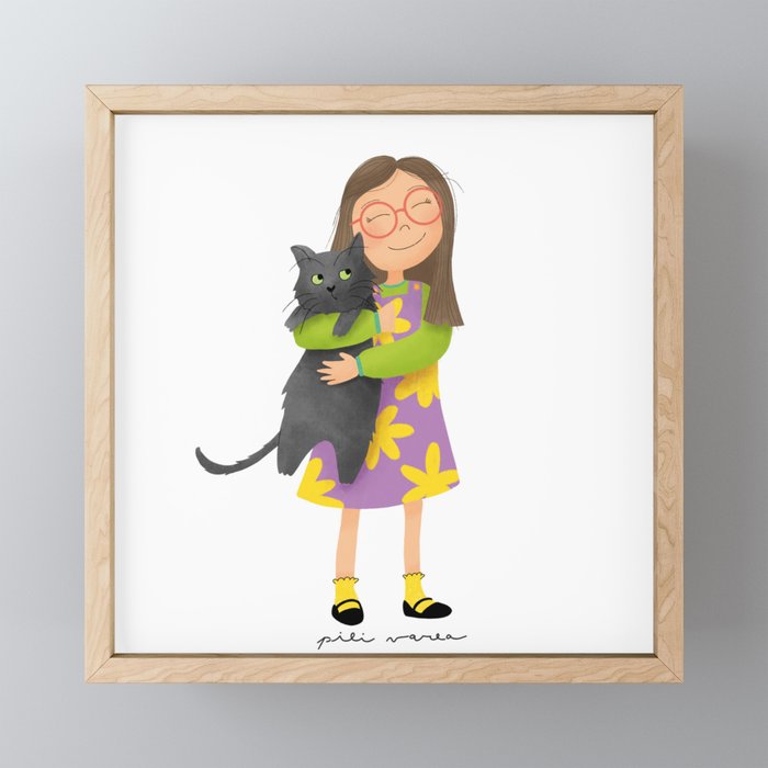 Friendly Cat Framed Mini Art Print