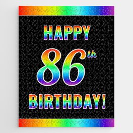 [ Thumbnail: Fun, Colorful, Rainbow Spectrum “HAPPY 86th BIRTHDAY!” Jigsaw Puzzle ]