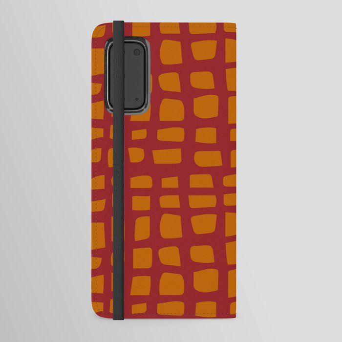 Mid Century Modern Styled Grid Pattern - Red and Orange Android Wallet Case