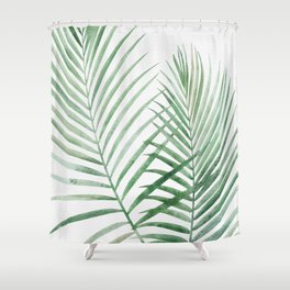 Twin Tropical Palm Fronds - Emerald Green Shower Curtain