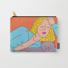A Cat & Chambray Carry-All Pouch