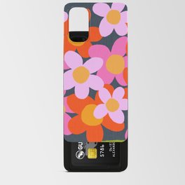 Cheerful Spring Flowers 70’s Retro Navy Blue on Green Android Card Case