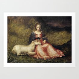 Woman with Unicorn (1510) Art Print