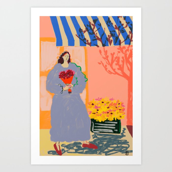 FLOWER SHOPPING Art Print by Sandra Poliakov Society6