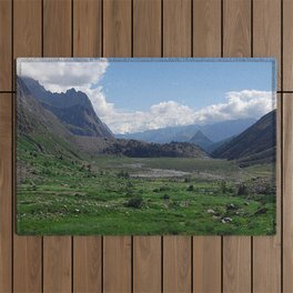 Alpine Valley Meadow Alps Mountains Landscape Bnw Outdoor Rug