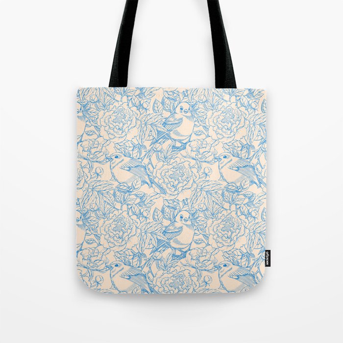 Blue Birds and Branches Tote Bag