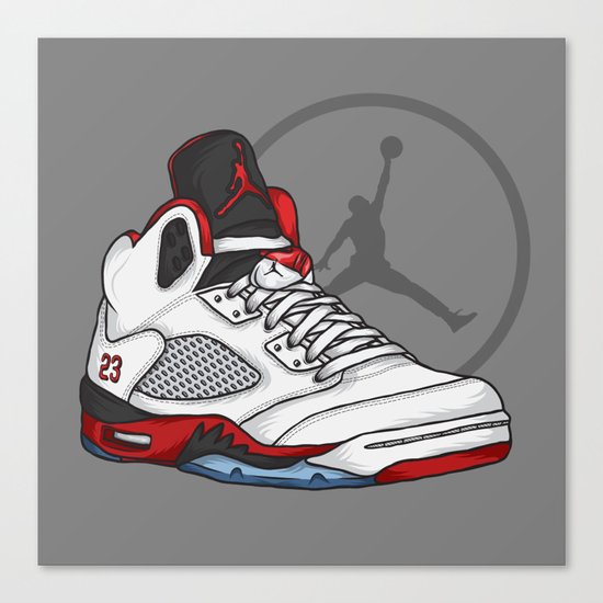 Jordan 5 (Fire Reds) Canvas Print