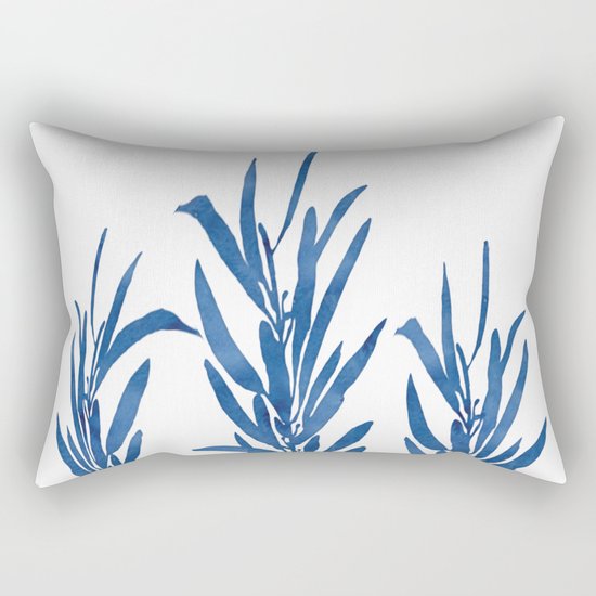 Eucalyptus Branches Blue Rectangular Pillow