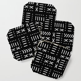 Black White Mud Cloth Pattern Coaster