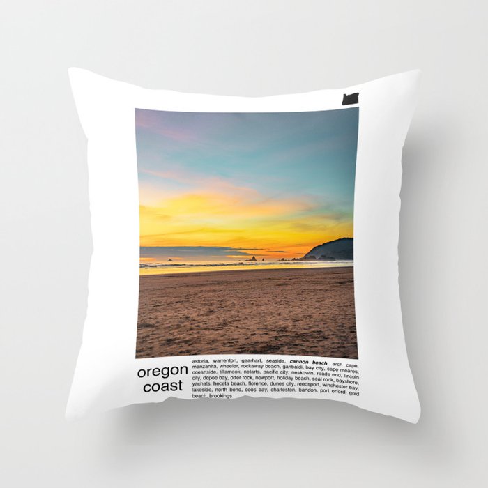 Cannon Beach Oregon Sunset Throw Pillow