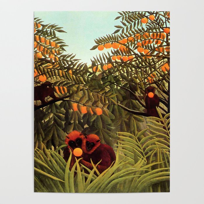 Henri Rousseau "Apes in the Orange Grove" Poster