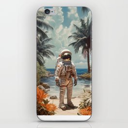 astronaut at a tropical beach iPhone Skin