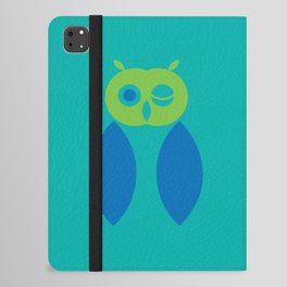 Winking Owl in green, blue, teal iPad Folio Case