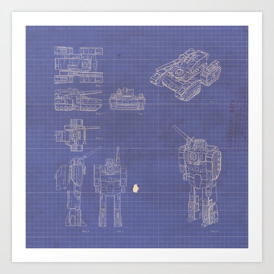 Transformer Blueprints Art Print